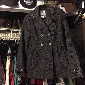 Grey Herringbone Peacoat